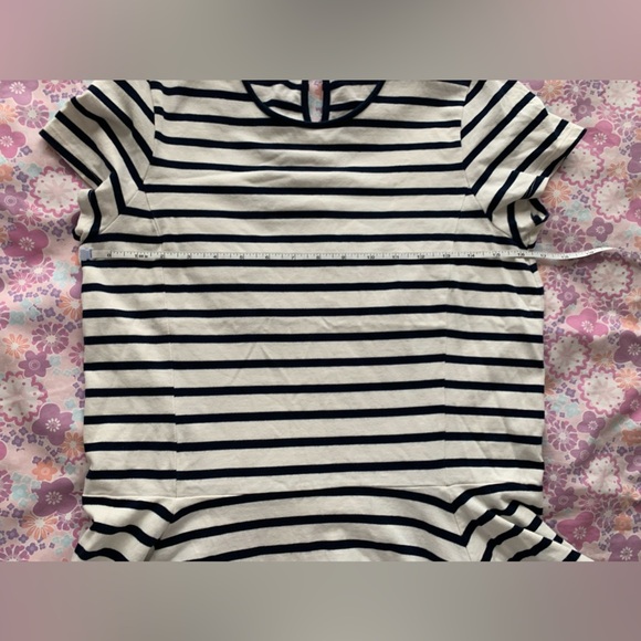 LAUREN by Ralph Lauren navy & white striped peplum blouse size Medium - Picture 8 of 11